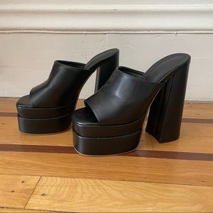 Black Platform Open Toe Heels